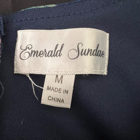 Emerald Sundae Floral Print Dress Open Back Fit & Flare Party Dress M - Picture 5 of 7